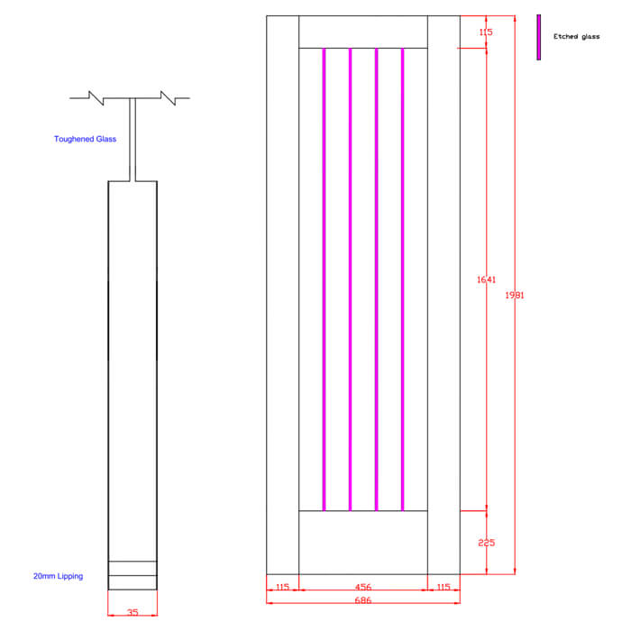 XL Joinery Suffolk Essential Pattern 10 Pre-Finished Oak 1-Lite Internal Clear Etched Glazed Door