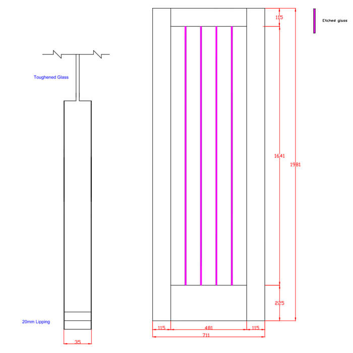 XL Joinery Suffolk Essential Pattern 10 Pre-Finished Oak 1-Lite Internal Clear Etched Glazed Door