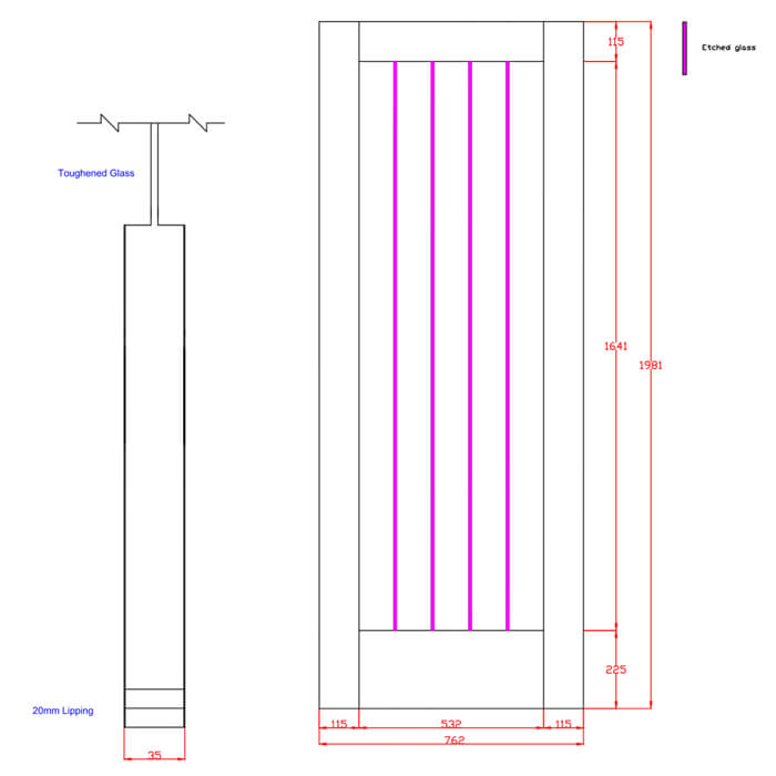 XL Joinery Suffolk Essential Pattern 10 Pre-Finished Oak 1-Lite Internal Clear Etched Glazed Door