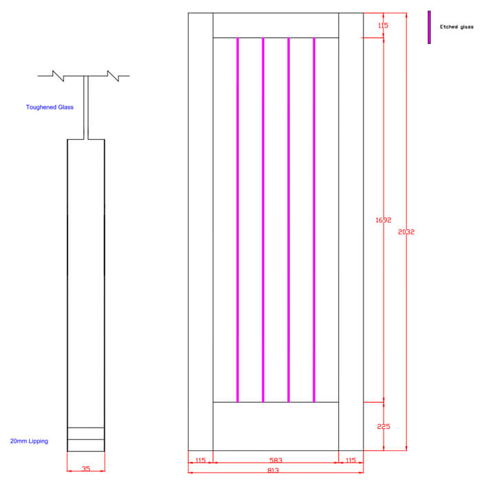 XL Joinery Suffolk Essential Pattern 10 Pre-Finished Oak 1-Lite Internal Clear Etched Glazed Door