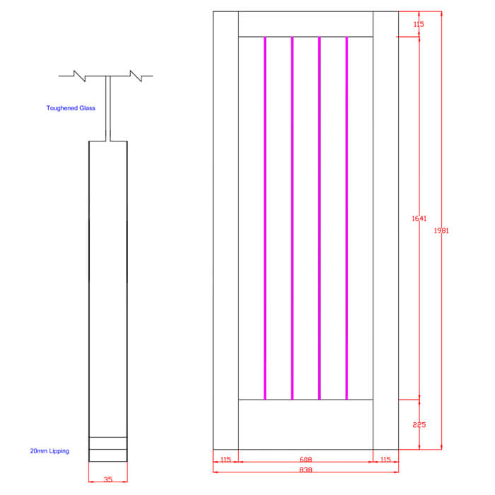 XL Joinery Suffolk Essential Pattern 10 Pre-Finished Oak 1-Lite Internal Clear Etched Glazed Door