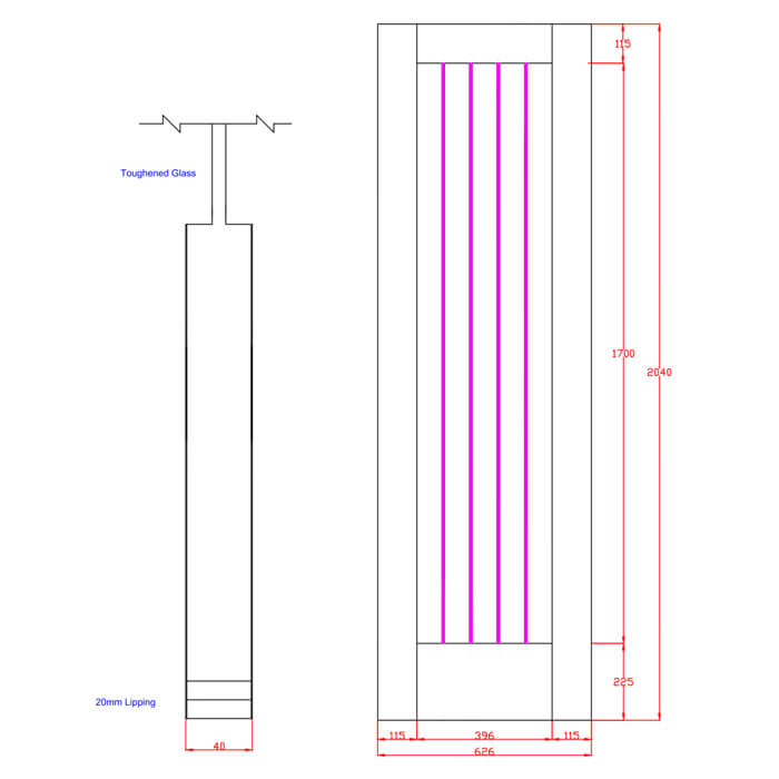 XL Joinery Suffolk Essential Pattern 10 Pre-Finished Oak 1-Lite Internal Clear Etched Glazed Door