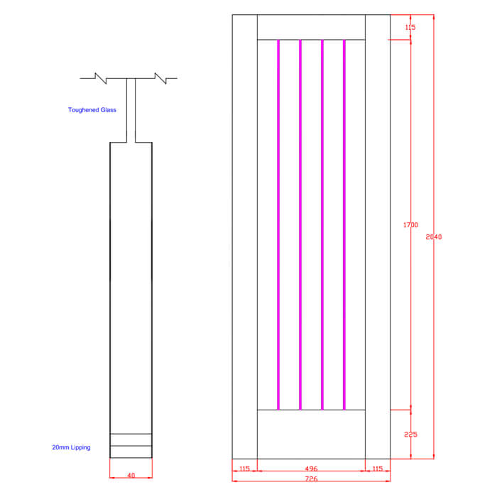 XL Joinery Suffolk Essential Pattern 10 Pre-Finished Oak 1-Lite Internal Clear Etched Glazed Door