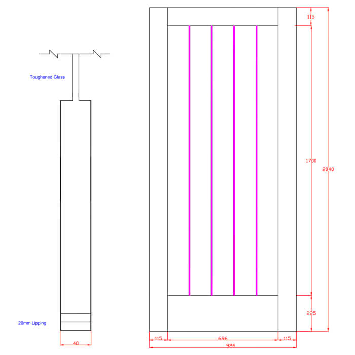 XL Joinery Suffolk Essential Pattern 10 Pre-Finished Oak 1-Lite Internal Clear Etched Glazed Door