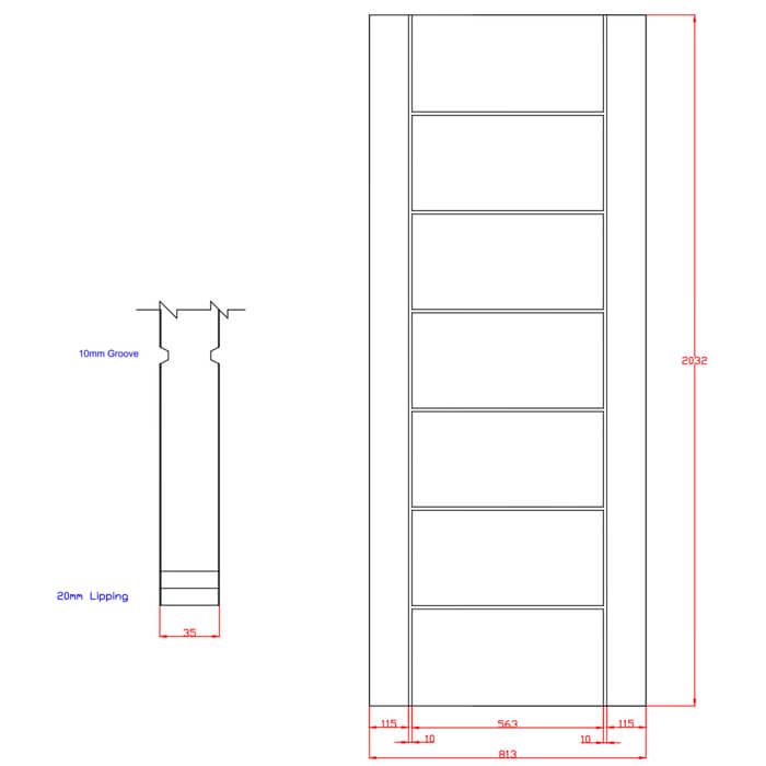 XL Joinery Palermo Essential Pre-Finished Oak 7-Panels Internal Door