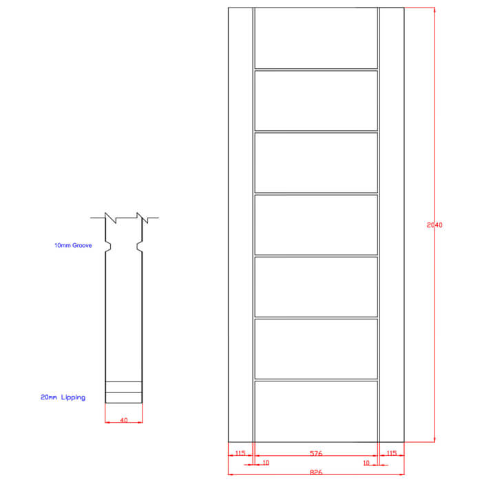 XL Joinery Palermo Essential Pre-Finished Oak 7-Panels Internal Door