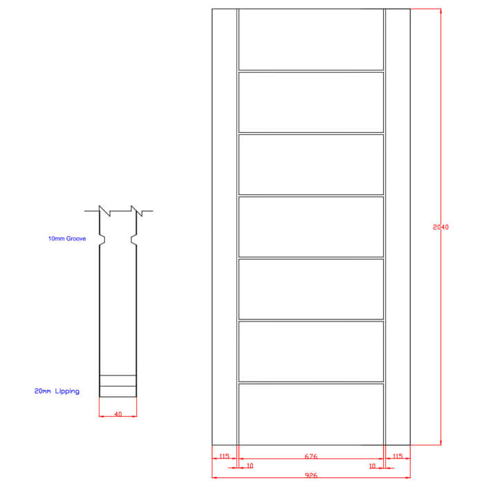 XL Joinery Palermo Essential Pre-Finished Oak 7-Panels Internal Door