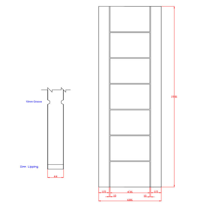 XL Joinery Palermo Essential Pre-Finished Oak 7-Panels Internal Fire Door