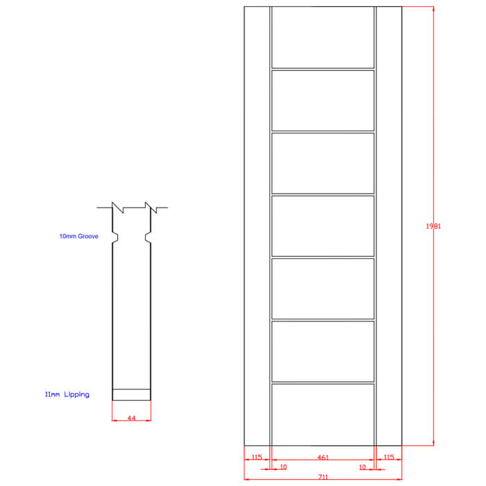 XL Joinery Palermo Essential Pre-Finished Oak 7-Panels Internal Fire Door