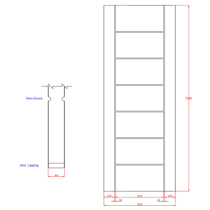 XL Joinery Palermo Essential Pre-Finished Oak 7-Panels Internal Fire Door