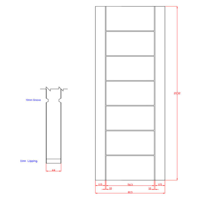 XL Joinery Palermo Essential Pre-Finished Oak 7-Panels Internal Fire Door