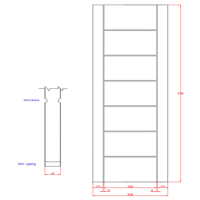 XL Joinery Palermo Essential Pre-Finished Oak 7-Panels Internal Fire Door