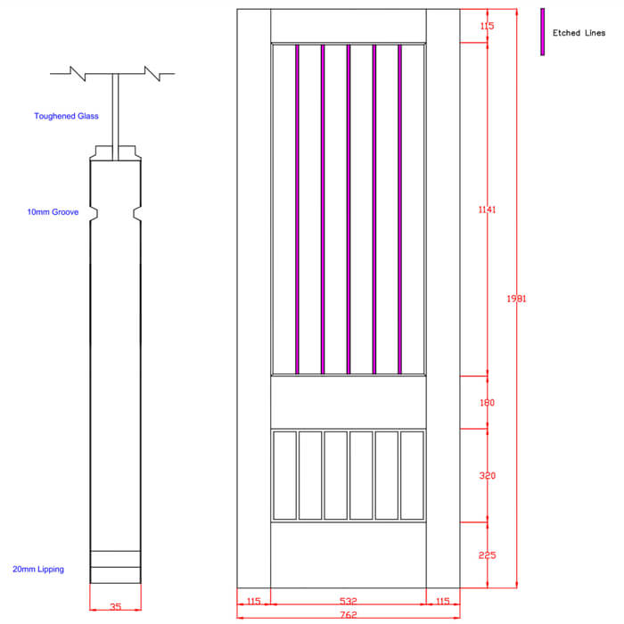 XL Joinery Suffolk Essential 2XG Pre-Finished Oak 6-Panels 1-Lite Internal Clear Etched Glazed Door