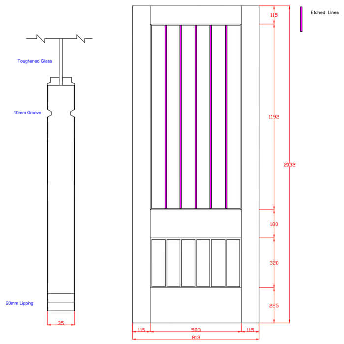 XL Joinery Suffolk Essential 2XG Pre-Finished Oak 6-Panels 1-Lite Internal Clear Etched Glazed Door