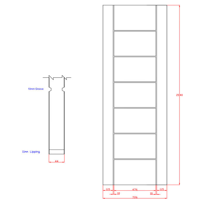 XL Joinery Palermo Essential Pre-Finished Oak 7-Panels Internal Fire Door