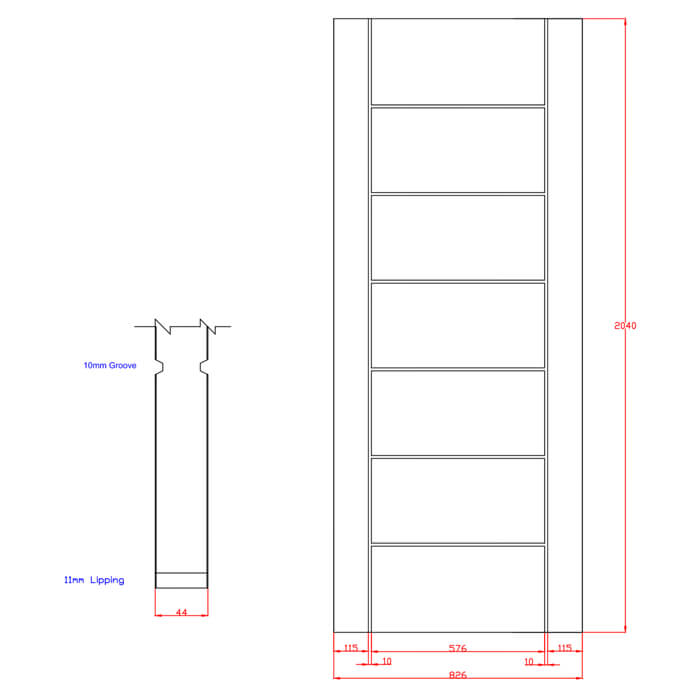 XL Joinery Palermo Essential Pre-Finished Oak 7-Panels Internal Fire Door