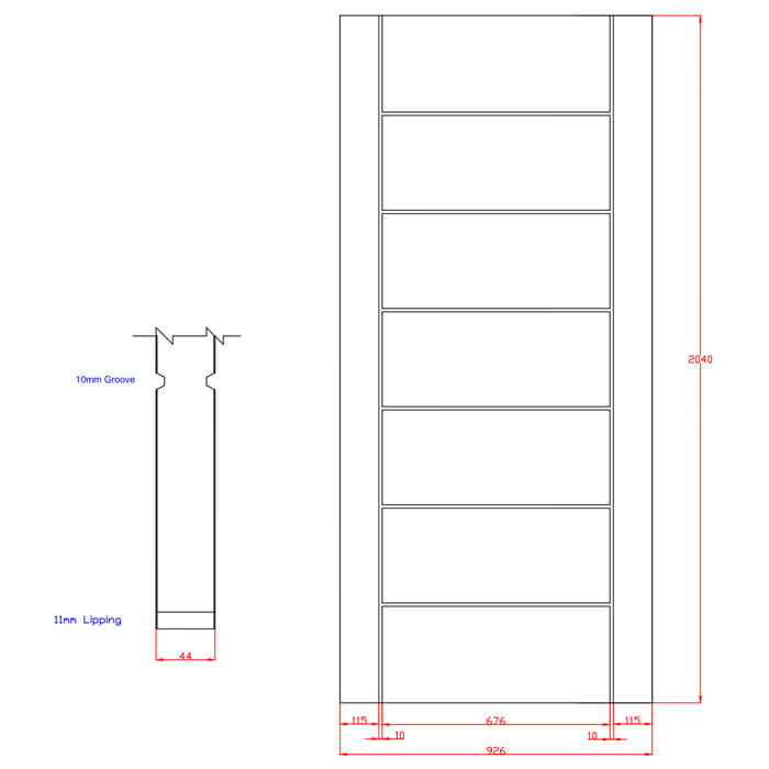 XL Joinery Palermo Essential Pre-Finished Oak 7-Panels Internal Fire Door