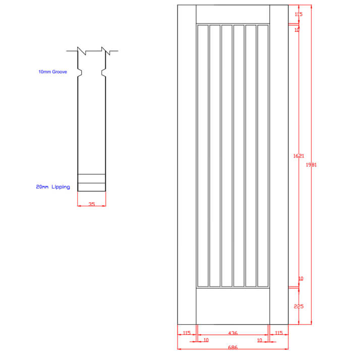 XL Joinery Suffolk Essential Pre-Finished Oak 6-Panels Internal Fire Door