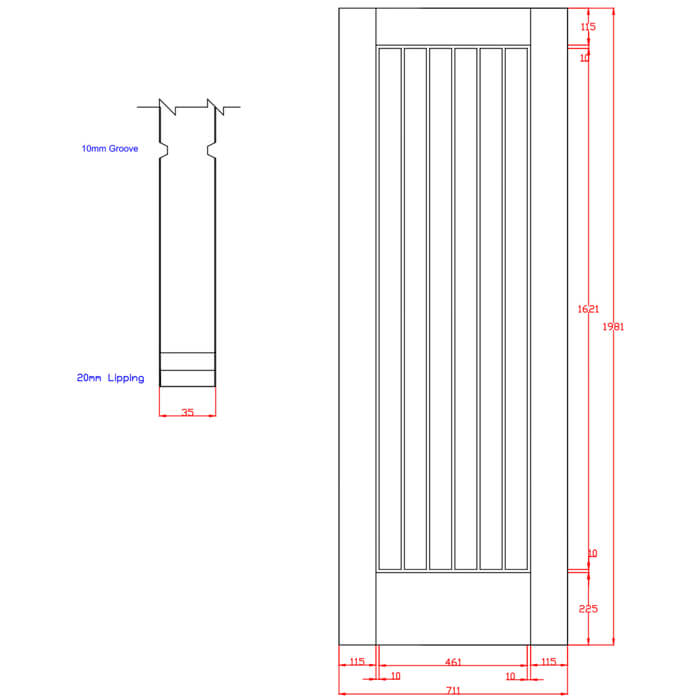 XL Joinery Suffolk Essential Pre-Finished Oak 6-Panels Internal Fire Door