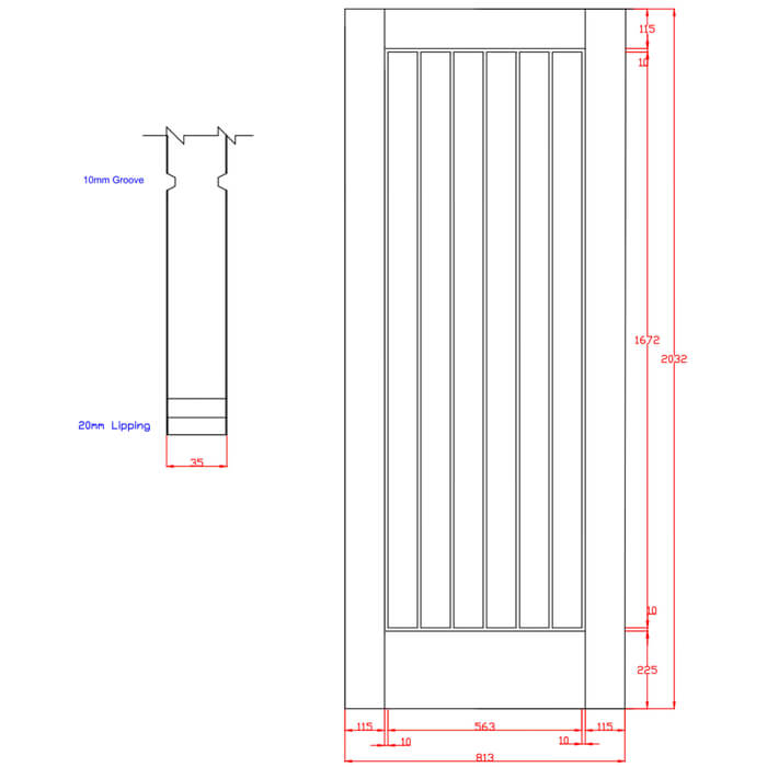 XL Joinery Suffolk Essential Pre-Finished Oak 6-Panels Internal Fire Door