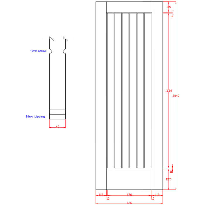 XL Joinery Suffolk Essential Pre-Finished Oak 6-Panels Internal Fire Door