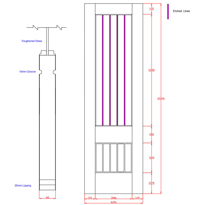 XL Joinery Suffolk Essential 2XG Pre-Finished Oak 6-Panels 1-Lite Internal Clear Etched Glazed Door