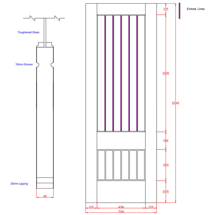 XL Joinery Suffolk Essential 2XG Pre-Finished Oak 6-Panels 1-Lite Internal Clear Etched Glazed Door