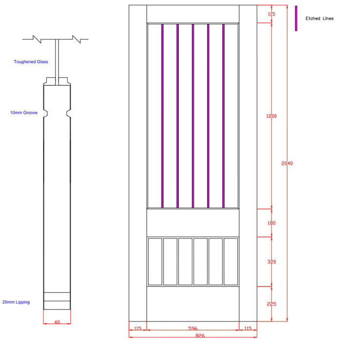 XL Joinery Suffolk Essential 2XG Pre-Finished Oak 6-Panels 1-Lite Internal Clear Etched Glazed Door