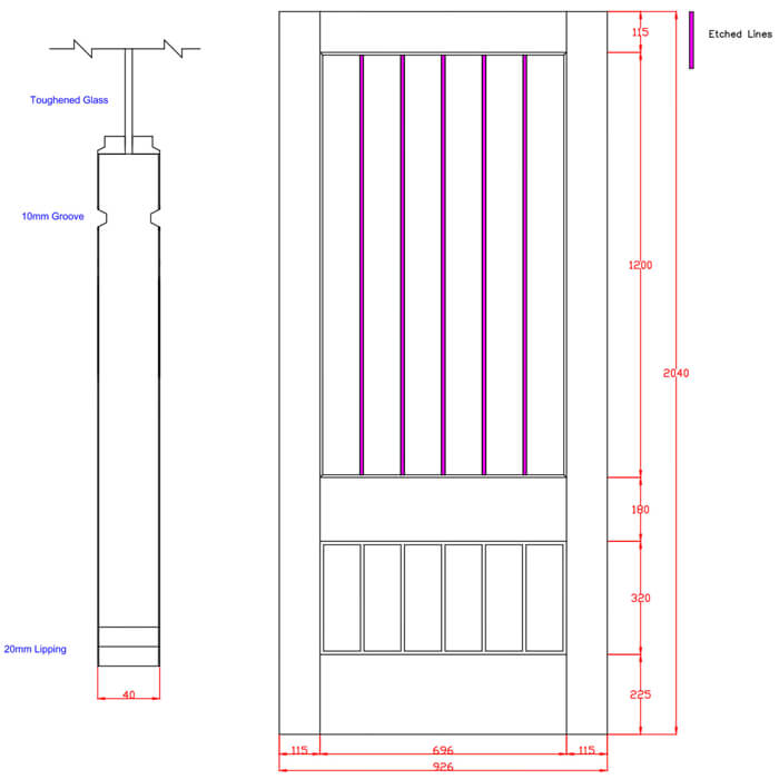 XL Joinery Suffolk Essential 2XG Pre-Finished Oak 6-Panels 1-Lite Internal Clear Etched Glazed Door