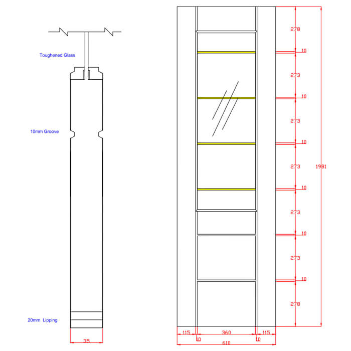 XL Joinery Palermo Essential 2XG Blanco Oak 3-Panels 1-Lite Internal Clear Etched Glazed Door