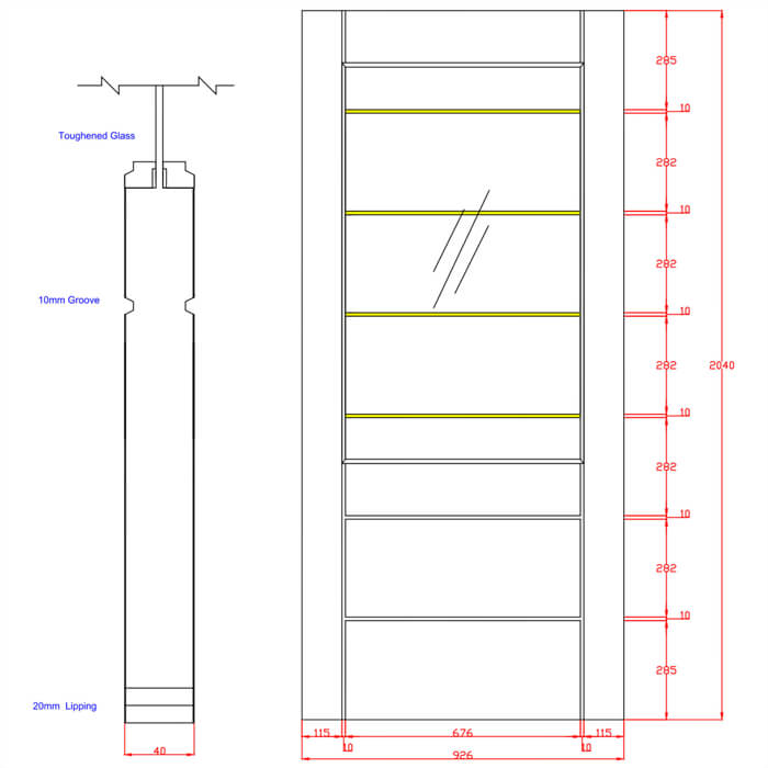 XL Joinery Palermo Essential 2XG Blanco Oak 3-Panels 1-Lite Internal Clear Etched Glazed Door