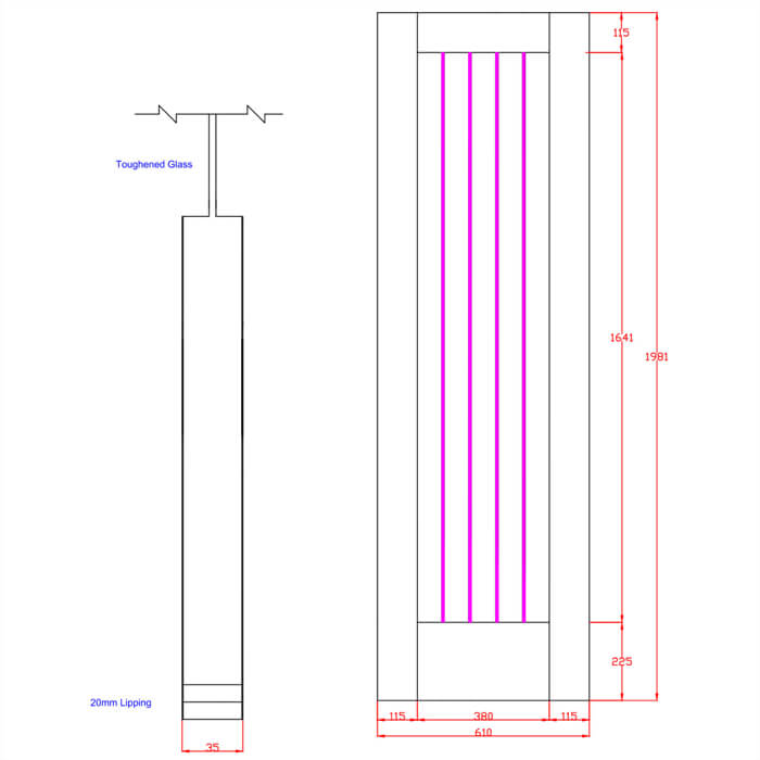 XL Joinery Suffolk Essential Pattern 10 Un-Finished Oak 1-Lite Internal Clear Etched Glazed Door