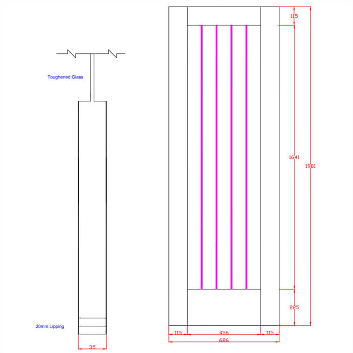 XL Joinery Suffolk Essential Pattern 10 Un-Finished Oak 1-Lite Internal Clear Etched Glazed Door