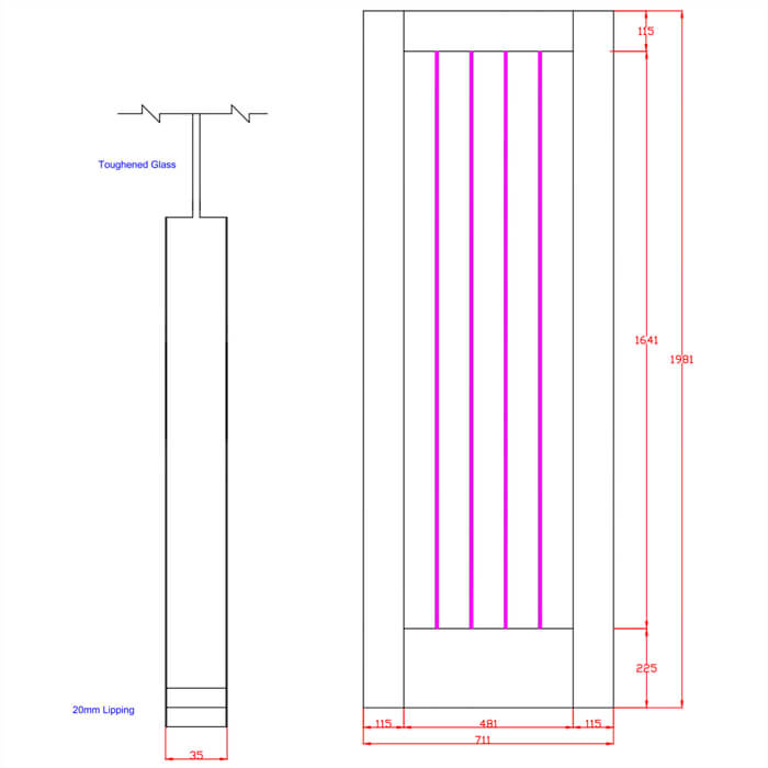 XL Joinery Suffolk Essential Pattern 10 Un-Finished Oak 1-Lite Internal Clear Etched Glazed Door