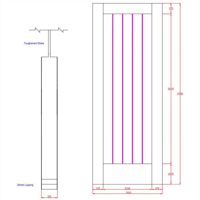 XL Joinery Suffolk Essential Pattern 10 Un-Finished Oak 1-Lite Internal Clear Etched Glazed Door