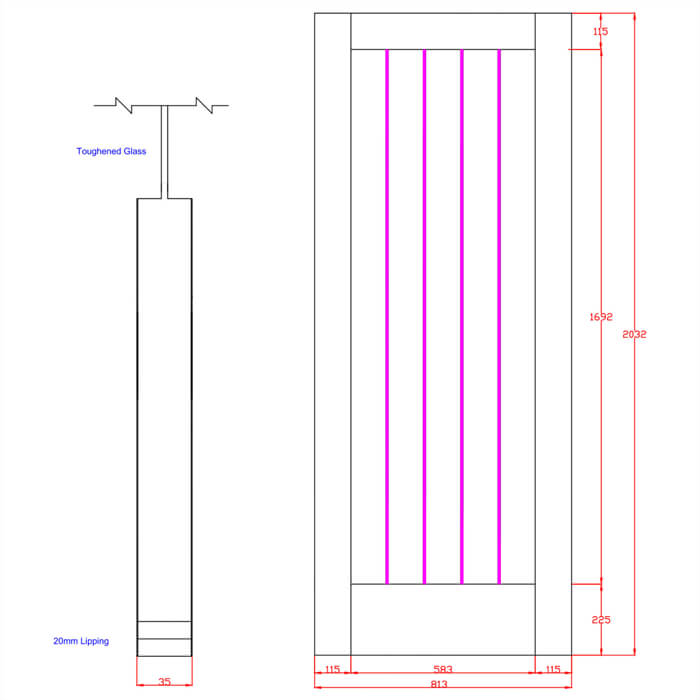 XL Joinery Suffolk Essential Pattern 10 Un-Finished Oak 1-Lite Internal Clear Etched Glazed Door