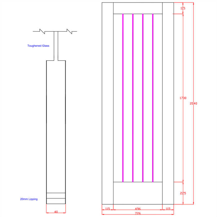 XL Joinery Suffolk Essential Pattern 10 Un-Finished Oak 1-Lite Internal Clear Etched Glazed Door