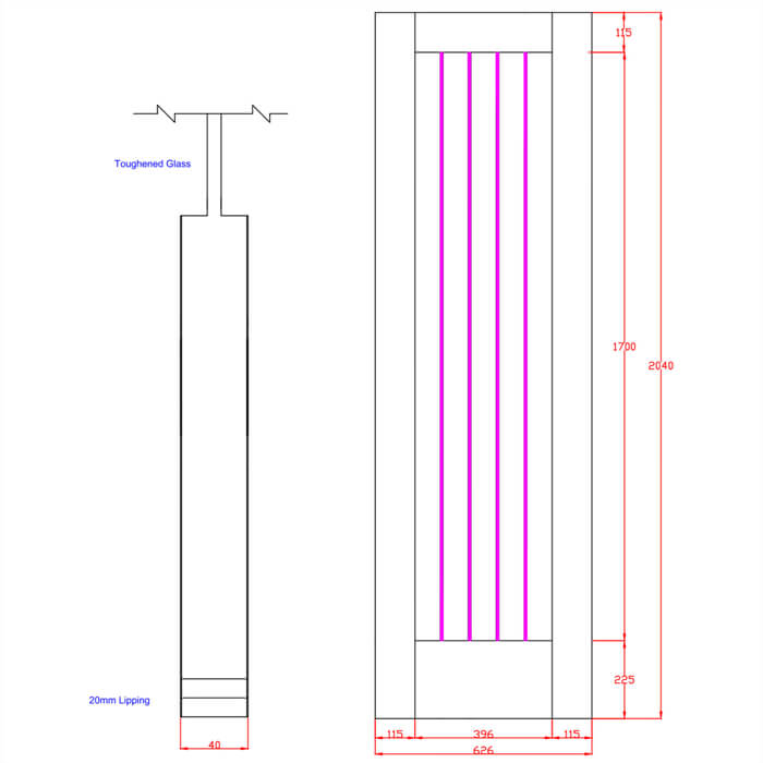 XL Joinery Suffolk Essential Pattern 10 Un-Finished Oak 1-Lite Internal Clear Etched Glazed Door