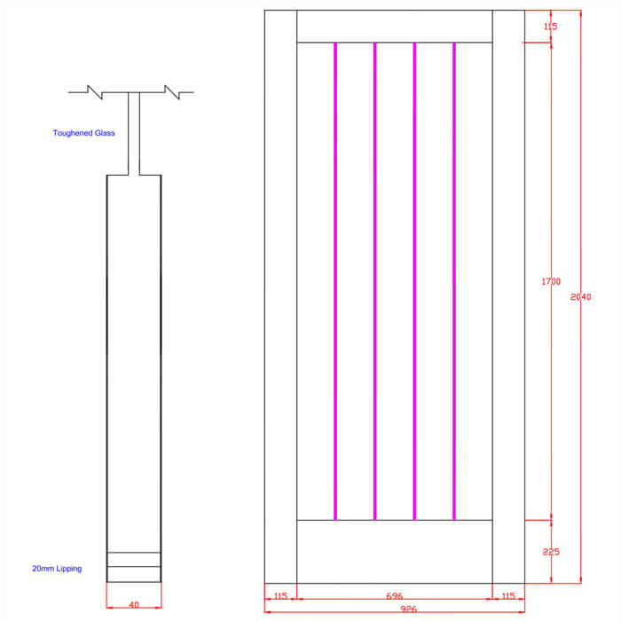 XL Joinery Suffolk Essential Pattern 10 Un-Finished Oak 1-Lite Internal Clear Etched Glazed Door