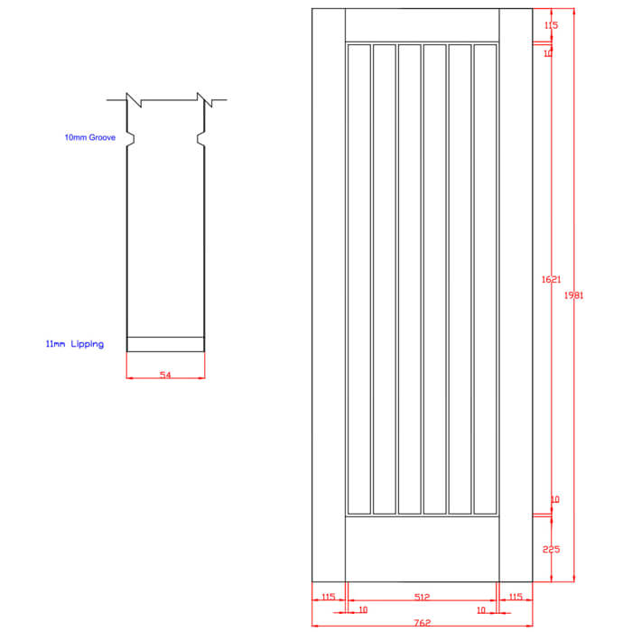 XL Joinery Suffolk Original Un-Finished Oak 6-Panels FD60 Internal Fire Door