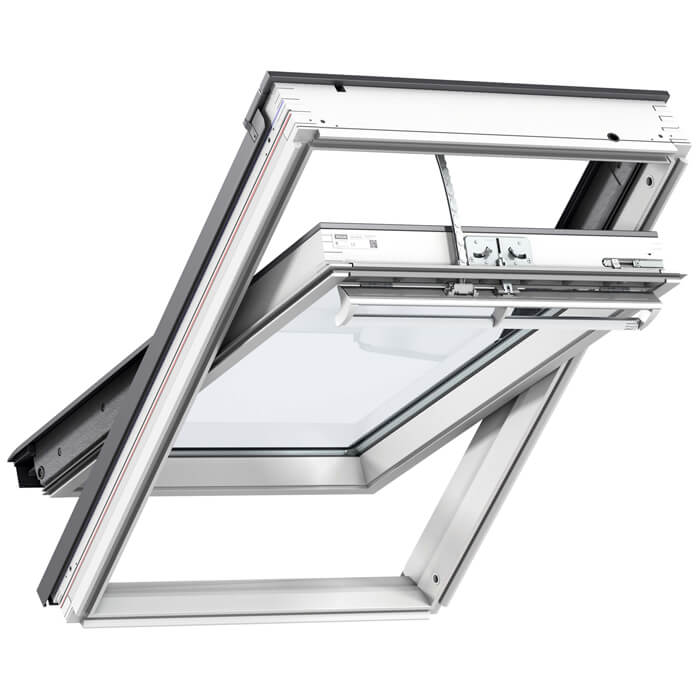 Velux INTEGRA Electric Centre-Pivot GGL White Painted Pine Roof Window With Heat Protection Glazing