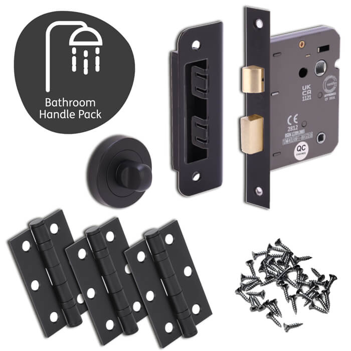 XL Joinery Sesia Matte Black Bathroom Door Handle Pack