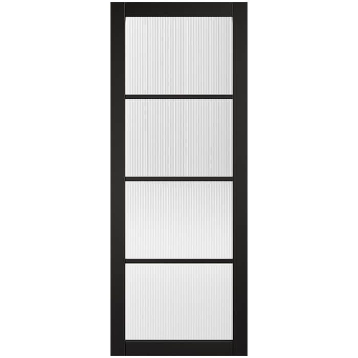 LPD Soho Pre-Finished Black 4-Lites Internal Reeded Glazed Door