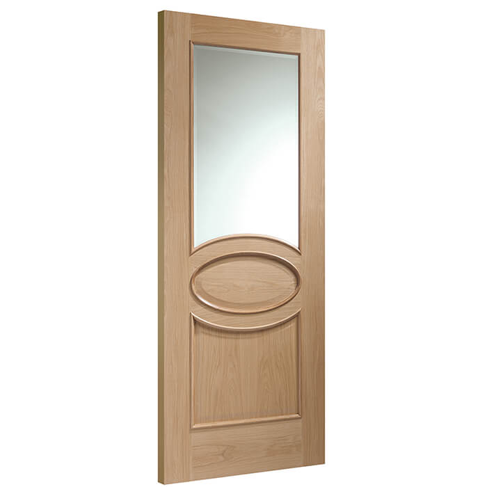 XL Joinery Calabria Un-Finished Oak 2-Panels 1-Lite Internal Glazed Door