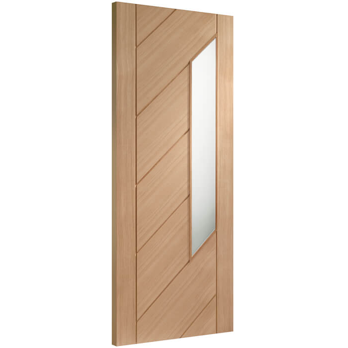 XL Joinery Monza Un-Finished Oak 7-Panels 1-Lite Internal Obscure Glazed Door