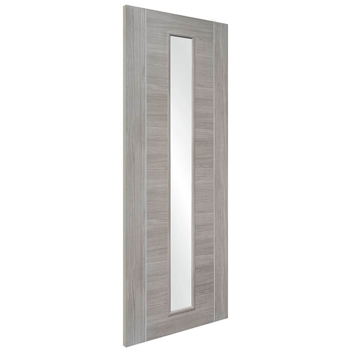 XL Joinery Forli Fully-Finished White Grey Laminate 7-Panels 1-Lite Internal Glazed Door