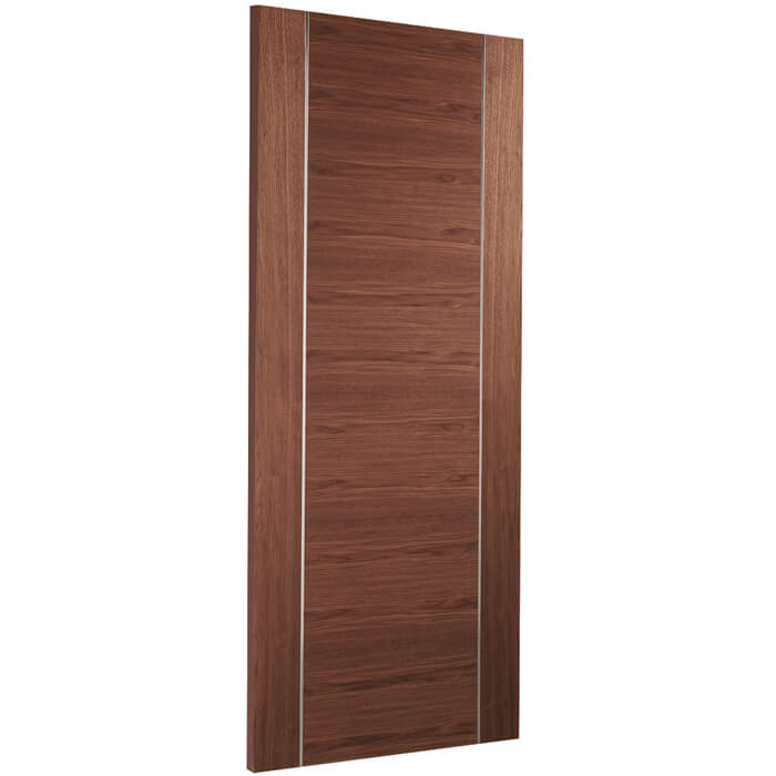 XL Joinery Forli Pre-Finished Walnut Internal Door With Aluminium Inlay