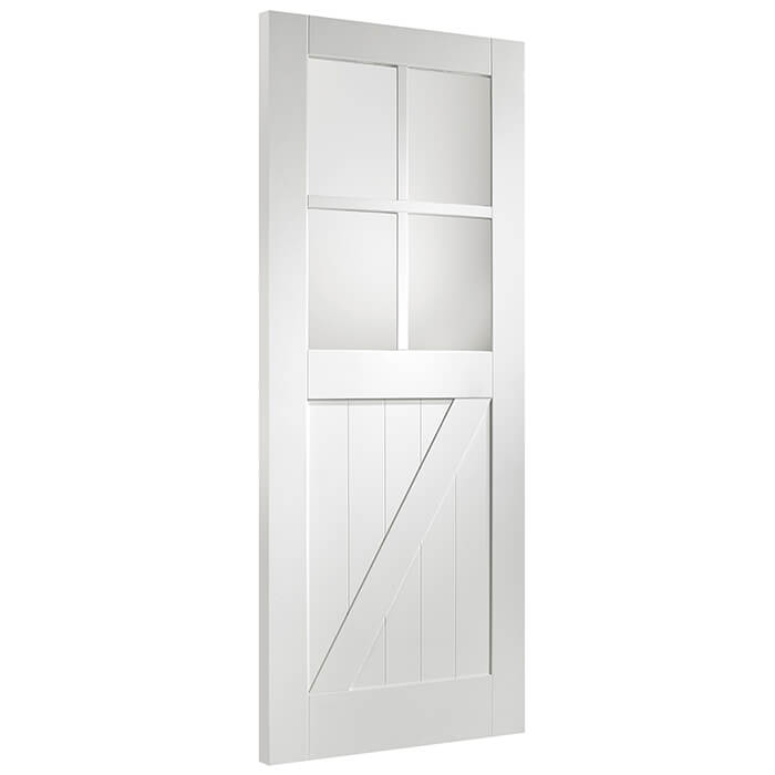 XL Joinery Cottage White Primed 1-Panel 4-Lites Internal Glazed Door