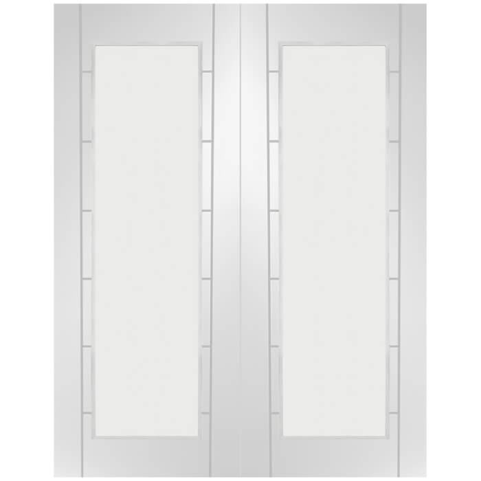 XL Joinery Palermo White Primed 14-Panels 2-Lites Internal Glazed Pair Door