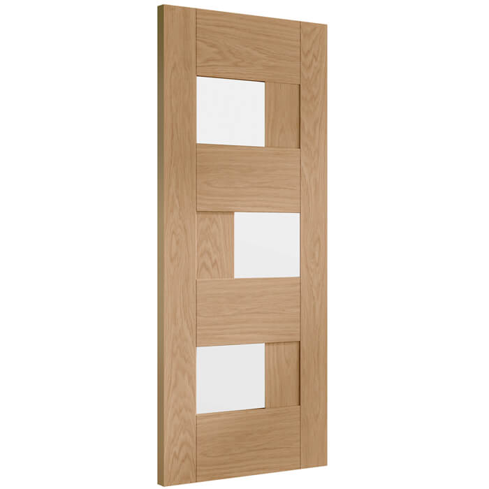 XL Joinery Perugia Pre-Finished Oak 7-Panels 3-Lites Internal Glazed Door